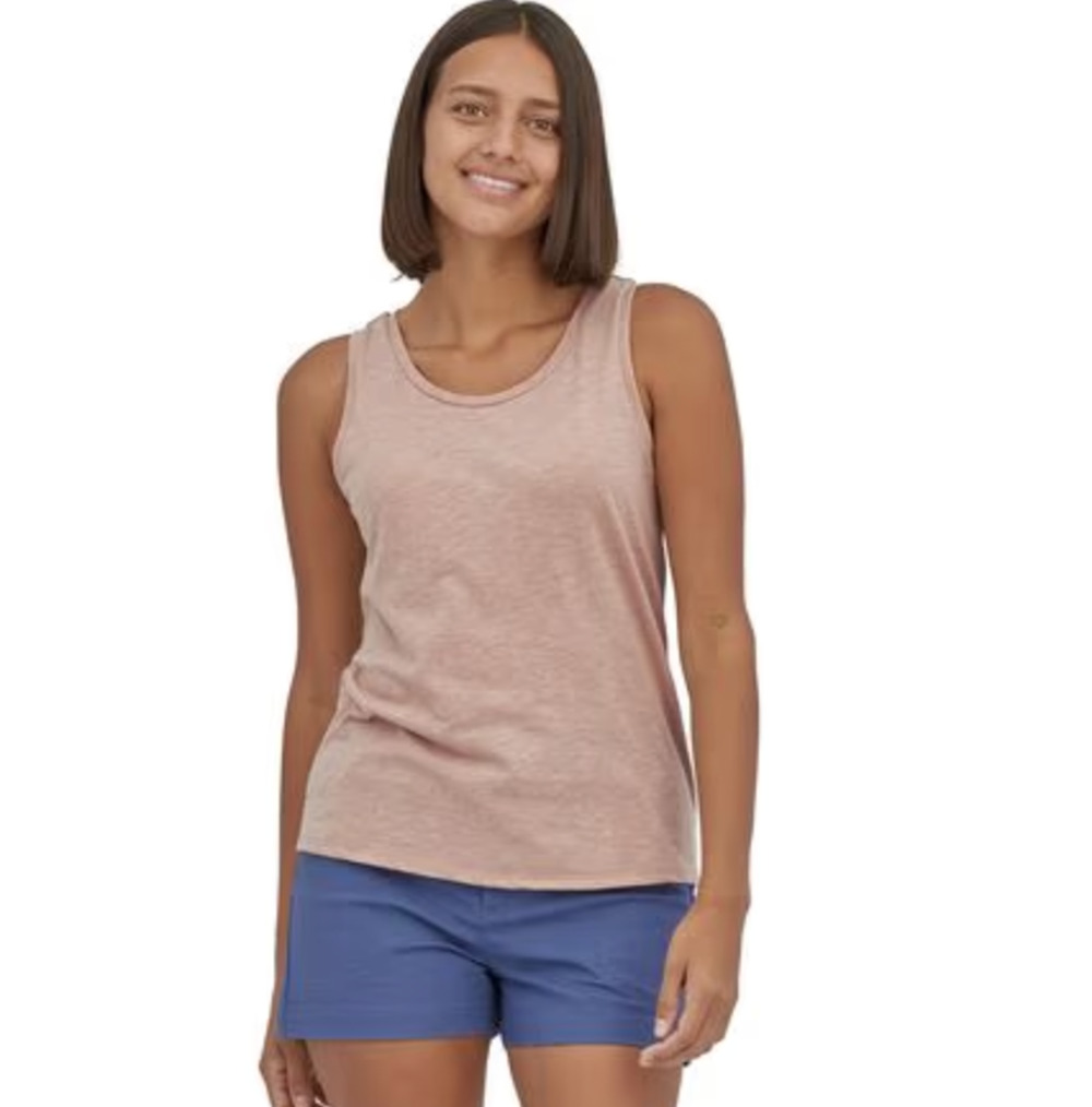 Patagonia Women's Mainstay Tank Small Pampas Tan Organic Cotton Blend Slub-Knit